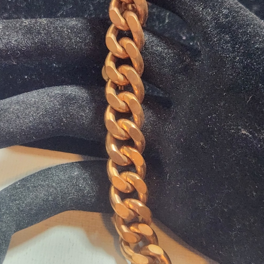 Rose Gold Tone‎ Chunky Cuban Link Curb Chain Bracelet 8 Inch S-Hook Clasp